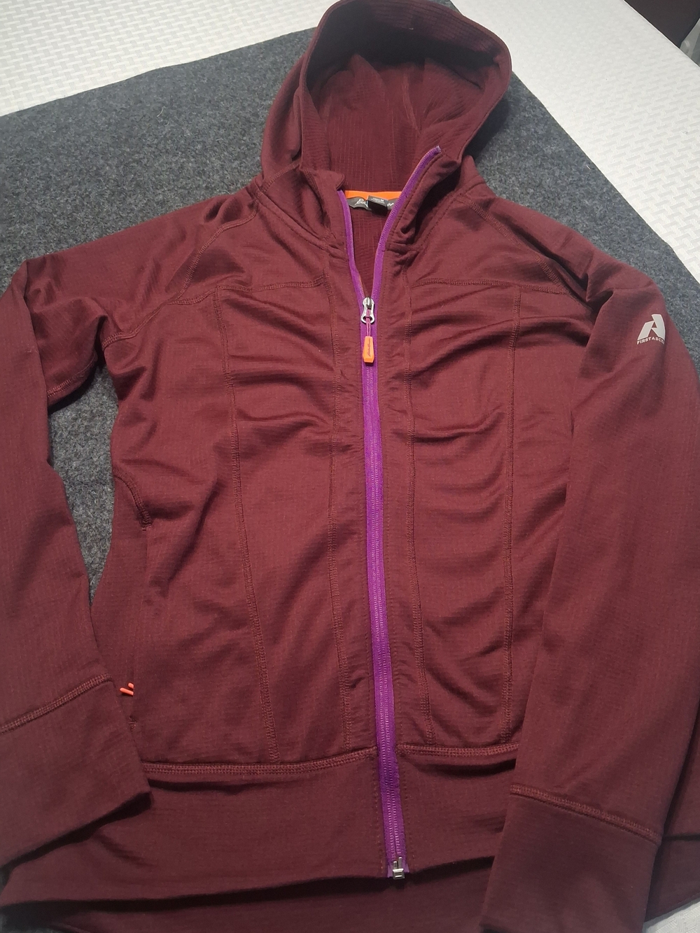 Eddie Bauer Maroon Hooded Jacket with Purple Zipper